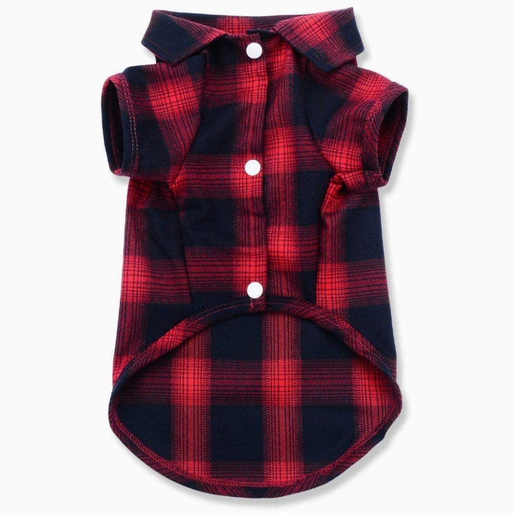 Plaid Dog Puppy Shirt Size XS